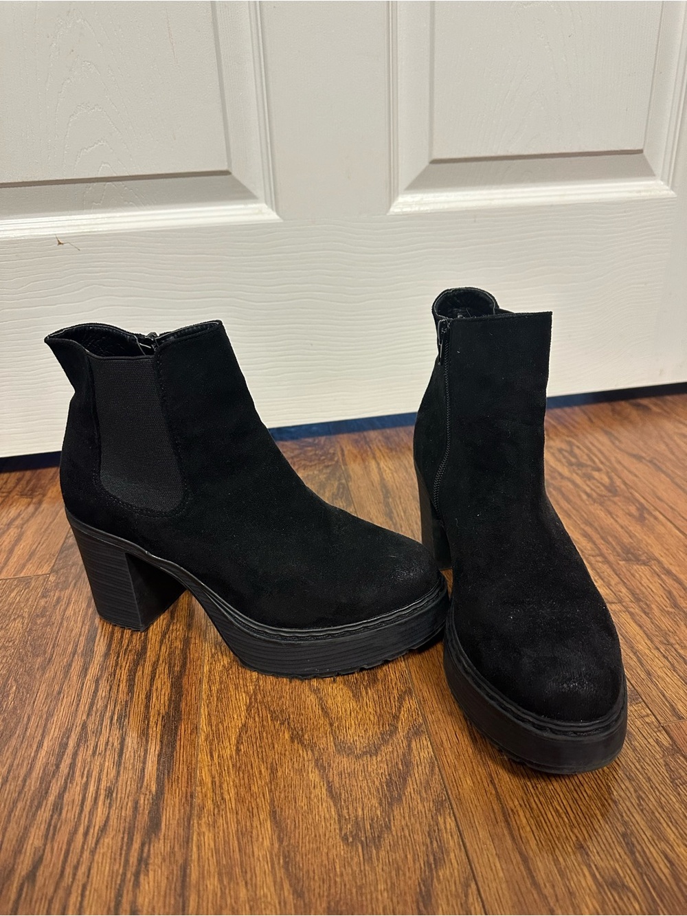 Pierre Dumas Black Suede Platform Ankle Boots
